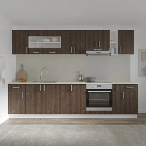Set haaus V25, Stejar Bronz/Alb, Blat Thermo 28 mm, L 300 cm