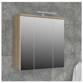 Dulap suspendat pentru baie VENOM cu oglindă, alb/stejar Sonoma