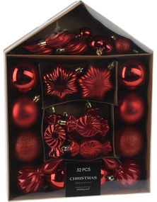 Set de decorațiuni de Crăciun Roșu Festive, 32 buc