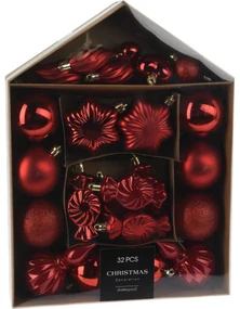 Set de decorațiuni de Crăciun Roșu Festive, 32 buc