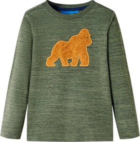 vidaXL Tricou de copii cu mâneci lungi, kaki melanj, 116