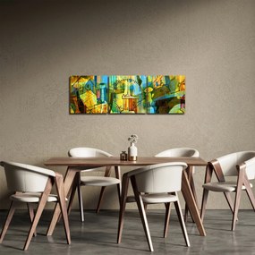 Tablou - Arhitectură, abstractizare cubistă (cu ceas) (90x30 cm)