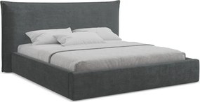 Pat matrimonial gri închis tapițat cu spațiu de depozitare cu somieră 180x200 cm Esala – Makamii