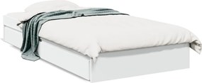 vidaXL Cadru de pat cu sertare, alb, 90x200 cm, lemn prelucrat