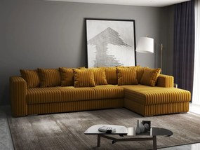 Colțar extensibil dumonde cu ladă de depozitare si sezut confortabil din spuma high-density, Gloria Ambience Mustar II 320x183 cm