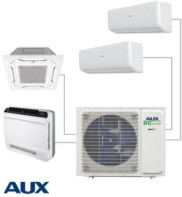Unitate exterioara pentru sistem multi-split AUX AM4-H36/4DR3, 36000 BTU, 60 m², Pana la 4 unitati interioare, A++/A+, R-32, Alb
