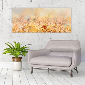 Tablou - Frunze în culori de toamnă, pictură în ulei (120x50 cm)