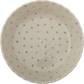 Bol din ceramică artizanală, multicolor, pictat manual cu dungi verticale, buline și margine ondulată, 24x7 cm, „Chip"