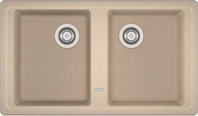 Chiuveta bucatarie compozit Franke Basis Avena 2 cuve fara picurator 86x50 cm finisaj bej mat
