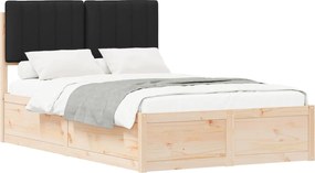 vidaXL Cadru de pat cu tăblie tapițată cu headboard Negru 120 x 200 cm
