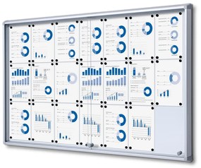 Vitrina de informatii interioare cu usi glisante 21 x A4 - spate tabla, aluminiu