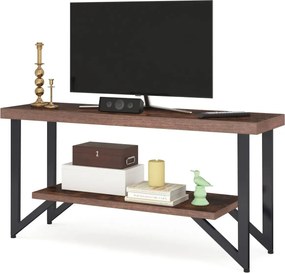 Comoda tv cu picioare metal Homs 140 cm, nuc-negru,30403