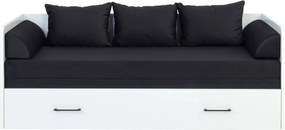 Pat TETRIX 80/160x200, alb/negru, PAL/stofa, cu saltea extensibila si