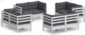 vidaXL Set mobilier de grădină cu perne, 8 piese, antracit, lemn pin