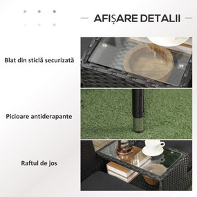 Outsunny Mobilier de Terasa pentru 2 Persoane cu Masa de Ceai