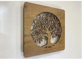 Li-Go 5275/DUB2 - Decorațiune LED de perete, 10 W, 5 V, 20000 mAh, 42 x 42 cm, stejar + telecomandă