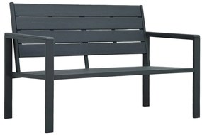 vidaXL Bancă de grădină, gri, 120 cm, HDPE, aspect de lemn