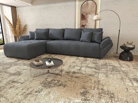 Colțar extensibil dumonde cu ladă de depozitare si sezut confortabil din spuma high-density, Berlin XL Enjoy Antracit 350x185 cm