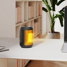 HOMCOM Încălzitor electric cu 3 moduri și temporizator 24h, 14x14x21.5 cm, Negru | Aosom Romania