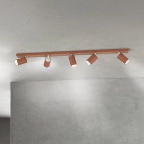 Plafoniera cu 5 spoturi directionabile stil minimalist PENN, rosu coral