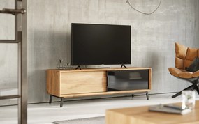 Comodă TV stejar masiv Madison și Sticlă, 200 × 50 × 52 cm