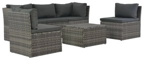 44723 vidaXL Set mobilier de grădină cu perne, 4 piese, gri, poliratan