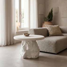 Masuta Laterala Rotunda Zelora MDF-polirasina Alb D58x41 Cm