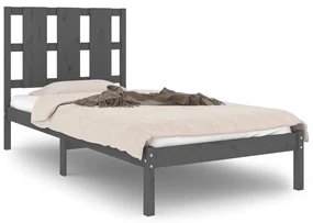 3105587 vidaXL Cadru de pat, gri, 90x200 cm, lemn masiv de pin