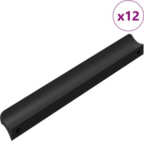 vidaXL Mânere 12 pcs Negru 106 x 7,4 x 15,5 mm Aluminiu