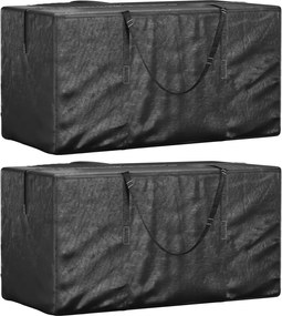 vidaXL Genți depozitare perne, 2 buc., negru, 150x75x75 cm polietilenă