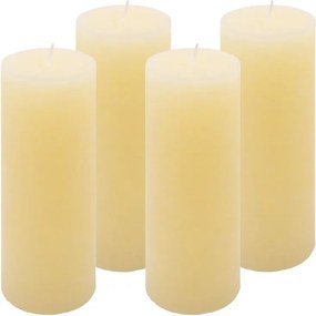 Set de lumânări rustice, 20 cm, Ø 7,5 cm, crem, 4 buc