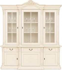 Bufet lemn masiv Briston cu Vitrină 3 Uși Briston, 193,2 × 56,5 × 230 cm