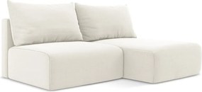 Colțar crem extensibil/cu spațiu de depozitare cu tapițerie din catifea (cu colț pe partea dreaptă/cu șezlong) Kalena – Makamii