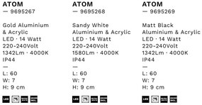 Aplica baie LED, protectie IP44, Aluminiu, Negru, Atom, NVL-9695269