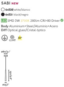 Pendul LED modern design minimalist SABI negru