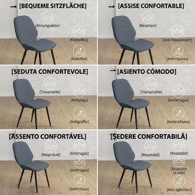HOMCOM Scaune Tapitate Metalice, Gri Modern | Aosom Romania