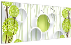 Tablou cu abstracție și copaci (120x50 cm)