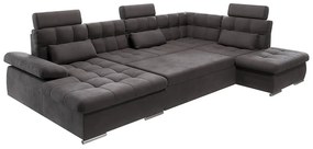 Colțar gri antracit extensibil, cu spațiu de depozitare (cu colț pe partea dreaptă, în formă de "U") Merkur – Ropez