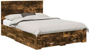 vidaXL Cadru de pat Stejar fumuriu 140 x 200 cm Lemn compozit