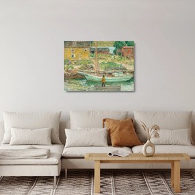 Tablou pe sticlă - Childe Hassam, Oyster Sloop, Cos Cob, reproducere (70x50 cm)
