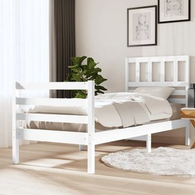 3101074 vidaXL Cadru de pat, alb, 90x200 cm, lemn masiv