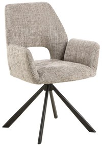 Scaun de sufragerie gri deschis cu cotiere tapițat Graham – Actona