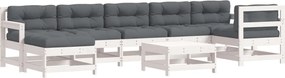 vidaXL Set mobilier de grădină cu perne, 8 piese, alb, lemn masiv