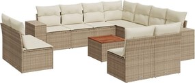 vidaXL Set canapele de grădină cu perne, 12 piese, bej, poliratan