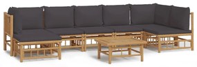 3155238 vidaXL Set mobilier de grădină cu perne gri închis, 8 piese, bambus
