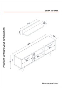 Comoda TV Likya - Alb, Walnut