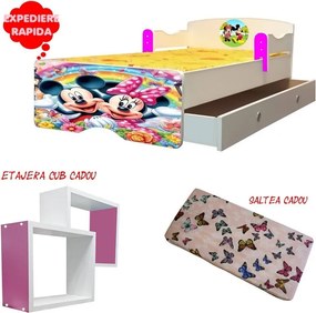Pat copii Minnie si Mickey cu saltea si sertar