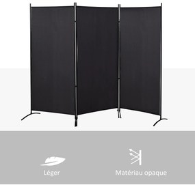 HOMCOM Paravant 3 panouri dim. 2,53L x 0,5l x 1,82Î m Store lateral Ecran de confidențialitate paravant pe suport separator metal poliester | Aosom Romania