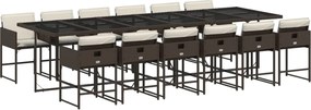 vidaXL Set mobilier de grădină, 13 piese, maro, cu perne, poliratan