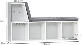 HOMCOM Bibliotecă Modulară cu 5 Rafturi Deschise și 2 Perne, Mobilier pentru Living, Dormitor și Birou, Gri Alb | Aosom Romania